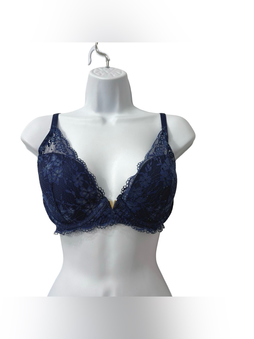 NEW Victoria's Secret Love Cloud underwire plunge bra Lace Blue Size 34DD